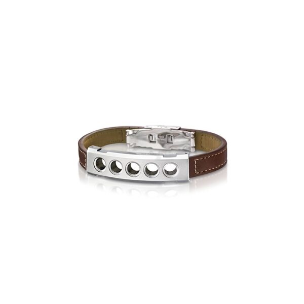 pulsera  lotus troquelada piel marron