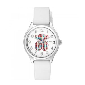 Reloj Tous  Tartan Kids de acero con correa de silicona blanca